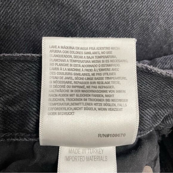 Agolde Criss Cross Straight Jeans in Shambles Black Wash Raw Hem Women’s Size 24 - Picture 13 of 16